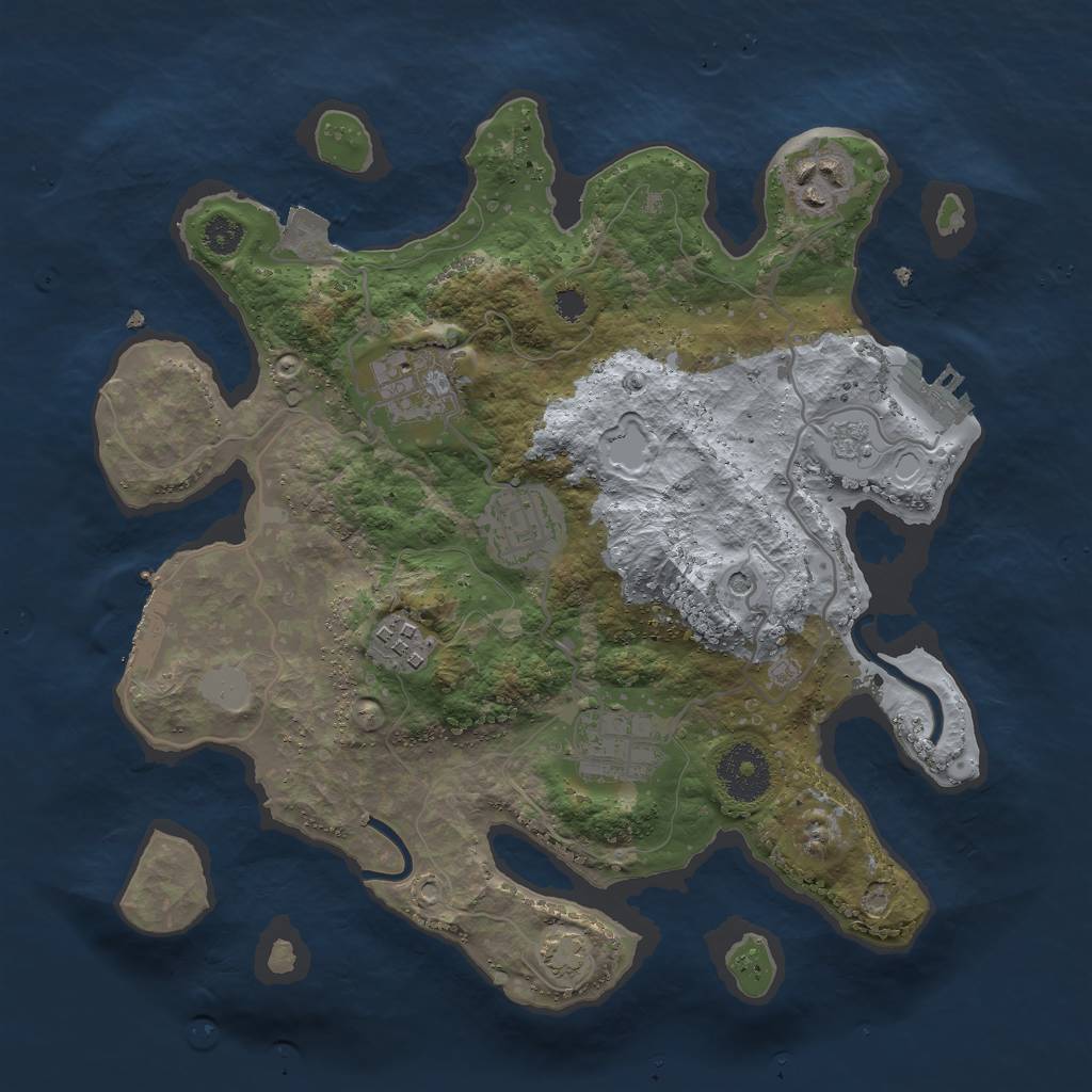 Rust Map: Procedural Map, Size: 3000, Seed: 24685454, 13 Monuments