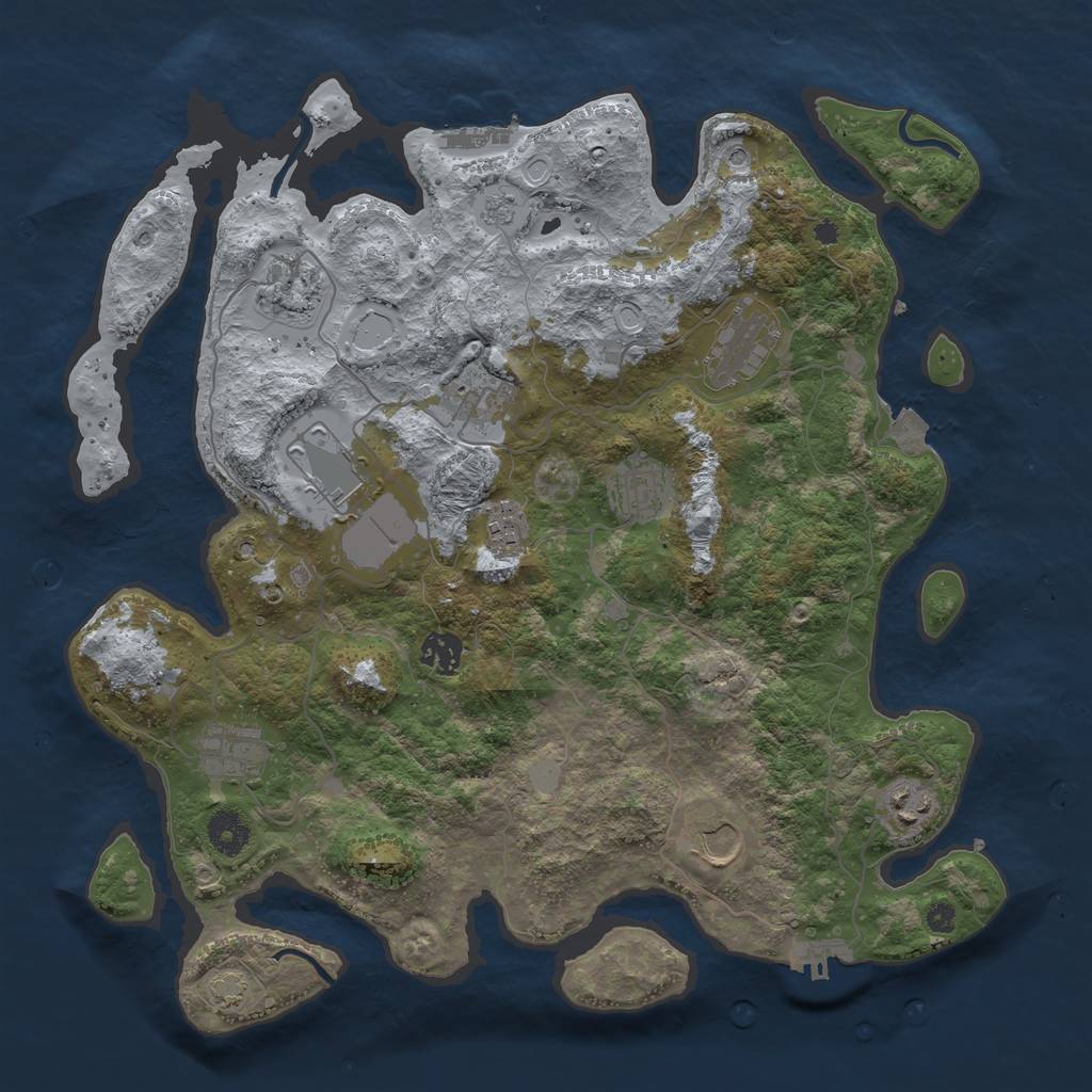 Rust Map: Procedural Map, Size: 3800, Seed: 215003, 18 Monuments
