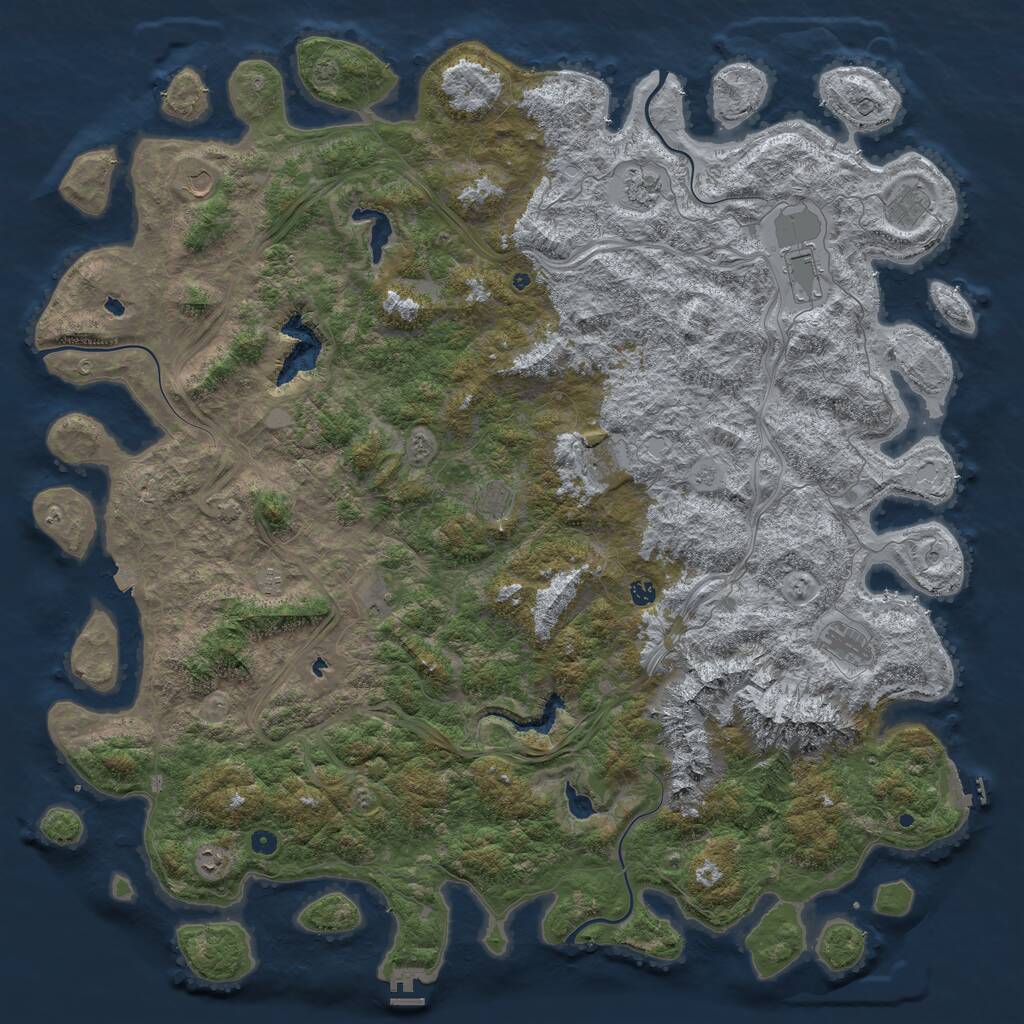 Rust Map: Procedural Map, Size: 6000, Seed: 102235956, 17 Monuments