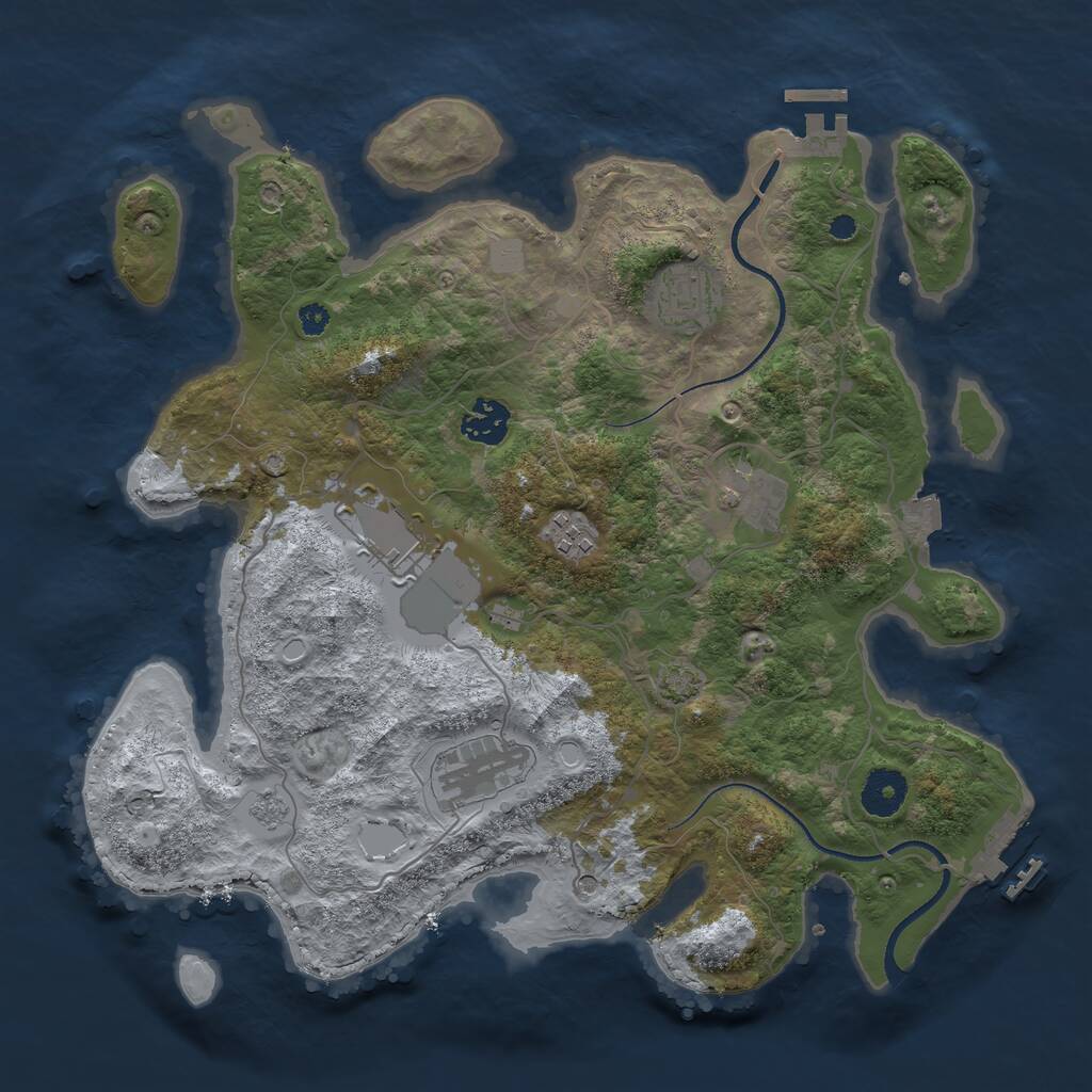 Rust Map: Procedural Map, Size: 3500, Seed: 953786134, 12 Monuments