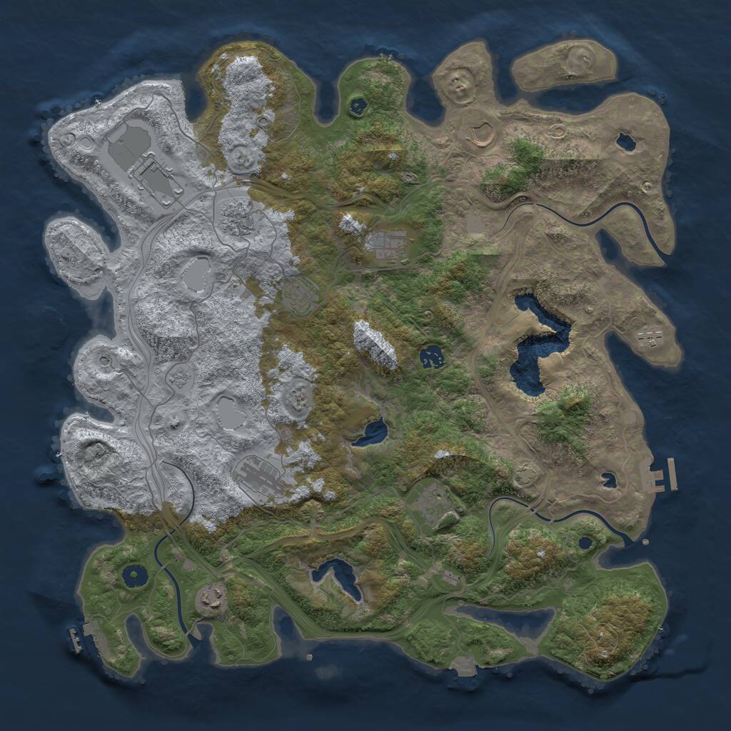 Rust Map: Procedural Map, Size: 4500, Seed: 28957, 16 Monuments