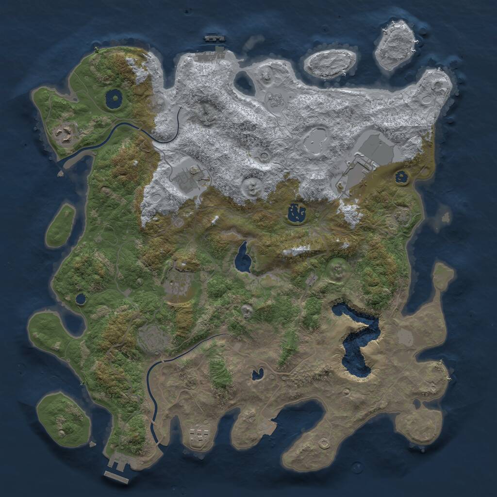 Rust Map: Procedural Map, Size: 4000, Seed: 245365582, 13 Monuments