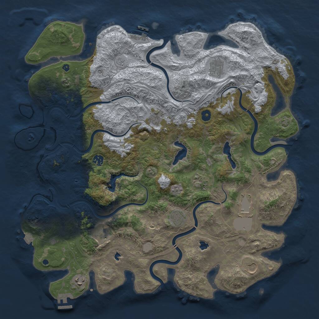 Rust Map: Procedural Map, Size: 4500, Seed: 200162331, 16 Monuments