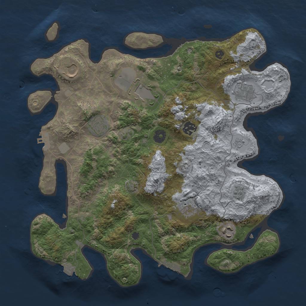 Rust Map: Procedural Map, Size: 3500, Seed: 34745903, 15 Monuments