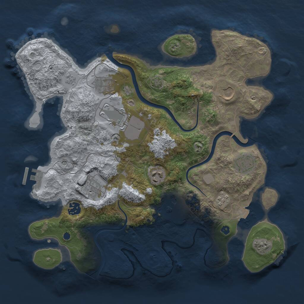 Rust Map: Procedural Map, Size: 3500, Seed: 637979531, 14 Monuments