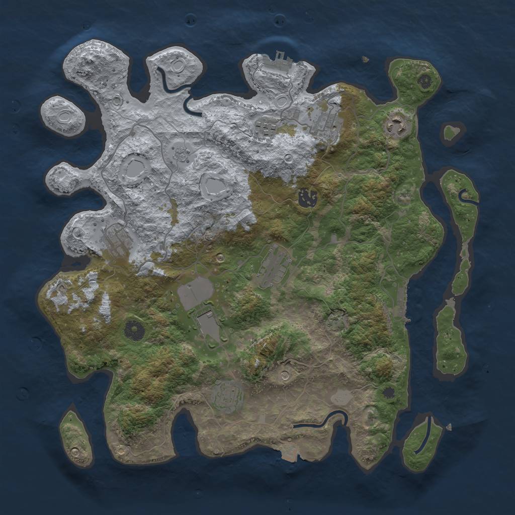 Rust Map: Procedural Map, Size: 3800, Seed: 1384064191, 16 Monuments