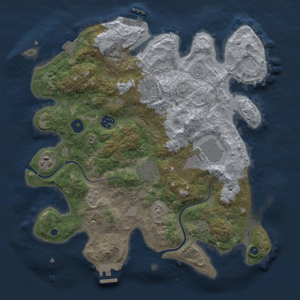 Rust Map: Procedural Map, Size: 3500, Seed: 277046169, 12 Monuments