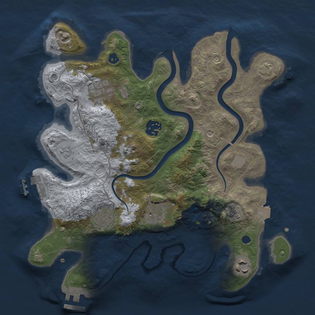 Rust Map: Procedural Map, Size: 3000, Seed: 1055004978, 12 Monuments