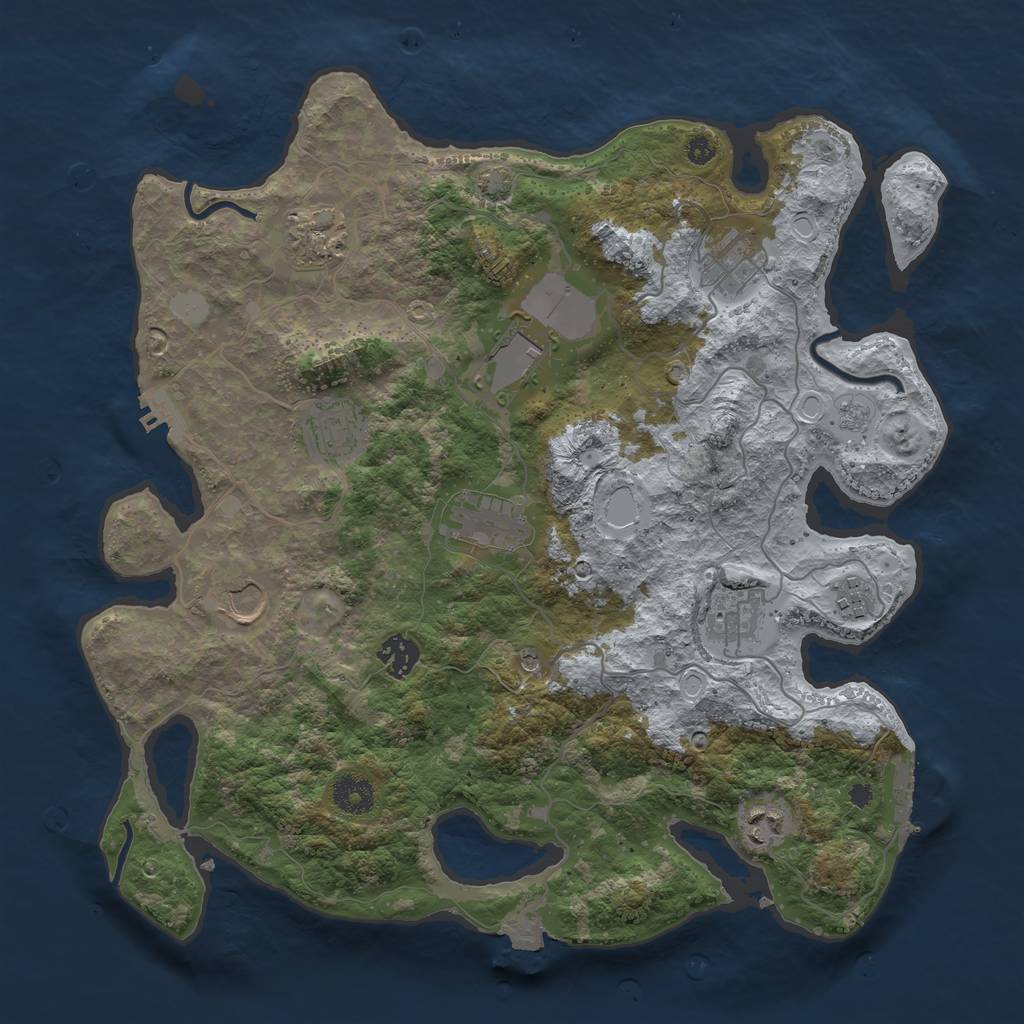 Rust Map: Procedural Map, Size: 3750, Seed: 1739218113, 18 Monuments