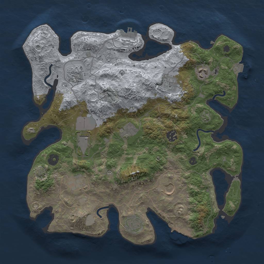 Rust Map: Procedural Map, Size: 3500, Seed: 1682031890, 17 Monuments