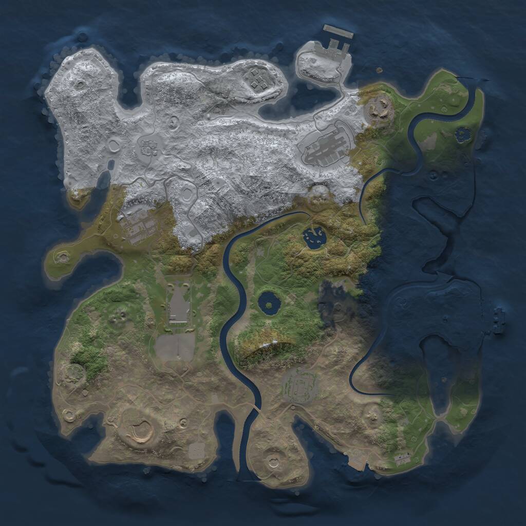 Rust Map: Procedural Map, Size: 3500, Seed: 1682031890, 15 Monuments
