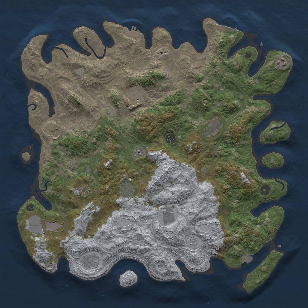 Rust Map: Procedural Map, Size: 4500, Seed: 767761043, 19 Monuments