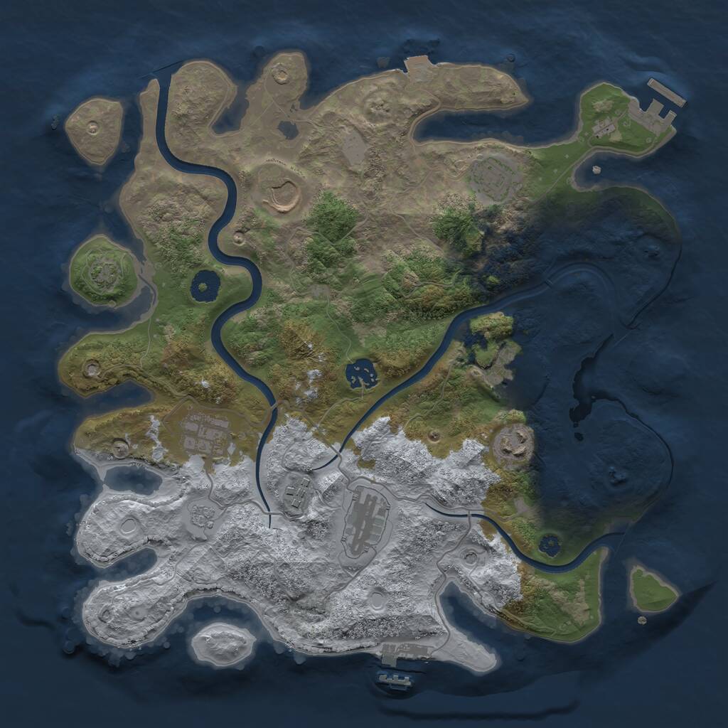 Rust Map: Procedural Map, Size: 3500, Seed: 1261690263, 14 Monuments