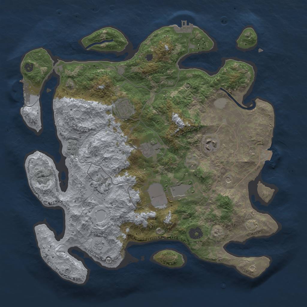 Rust Map: Procedural Map, Size: 3500, Seed: 1464161740, 14 Monuments