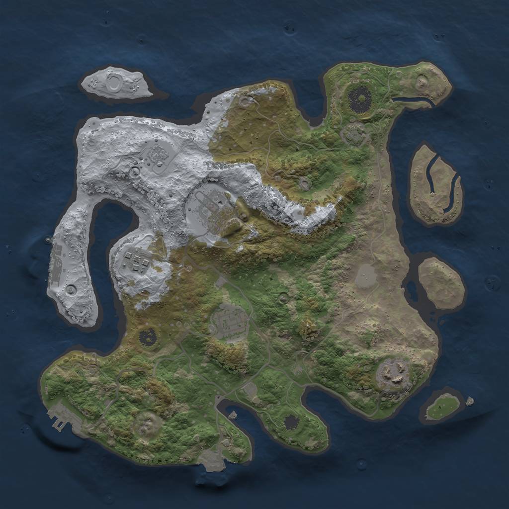 Rust Map: Procedural Map, Size: 3000, Seed: 4869072, 11 Monuments