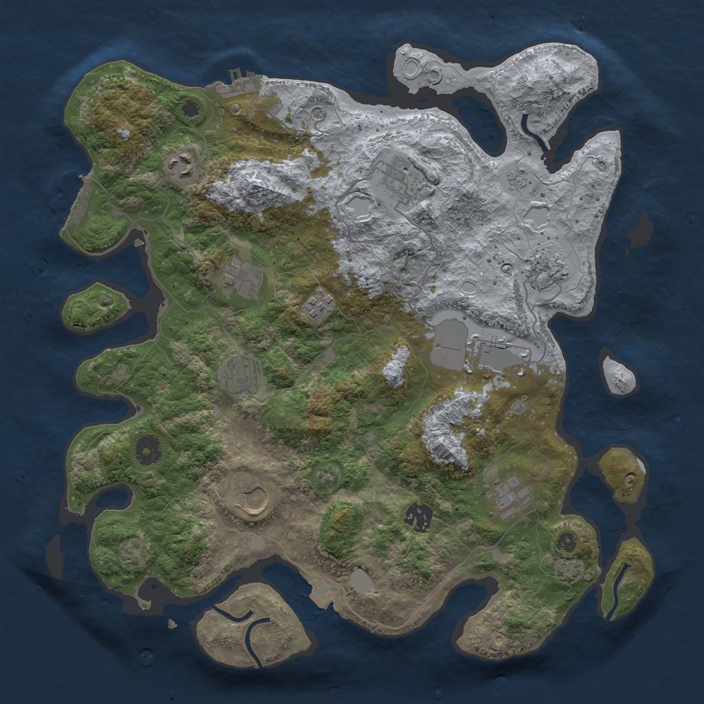 Rust Map: Procedural Map, Size: 3750, Seed: 91121589, 18 Monuments