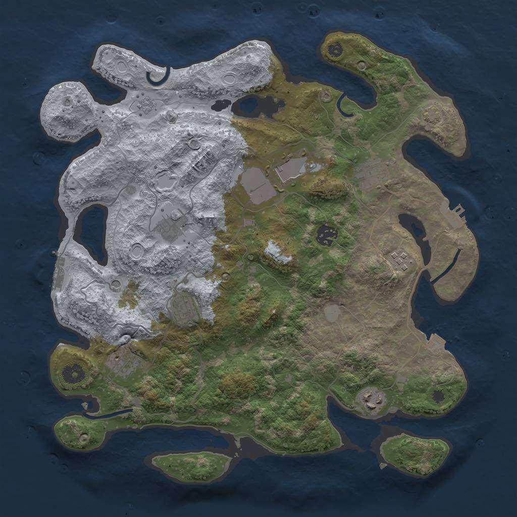 Rust Map: Procedural Map, Size: 3650, Seed: 1992120296, 16 Monuments