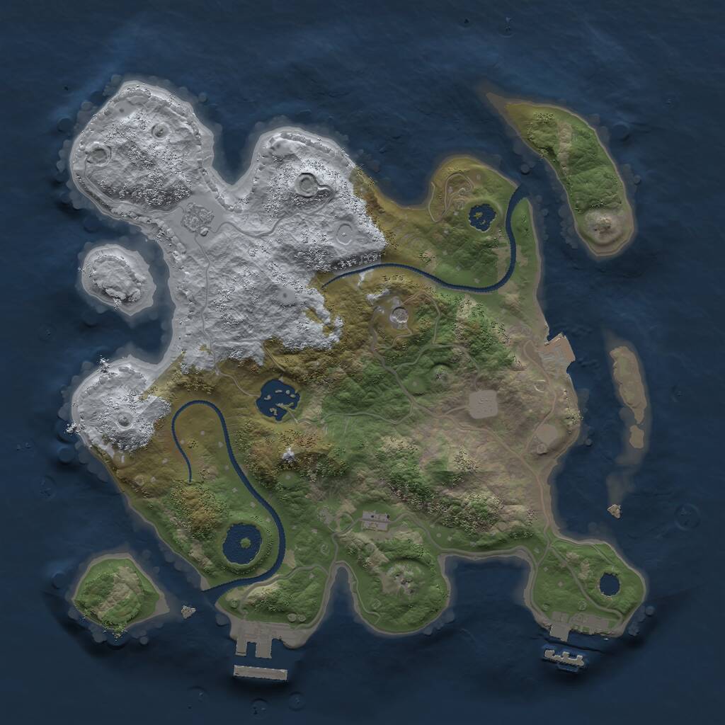 Rust Map: Procedural Map, Size: 2750, Seed: 1357905712, 6 Monuments