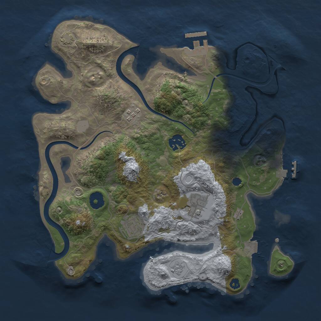 Rust Map: Procedural Map, Size: 3000, Seed: 9072834, 9 Monuments