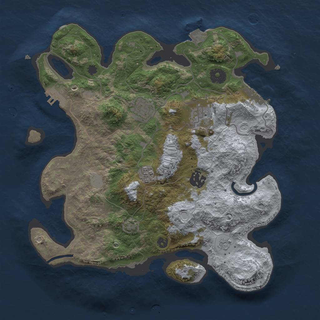 Rust Map: Procedural Map, Size: 3000, Seed: 19492, 11 Monuments