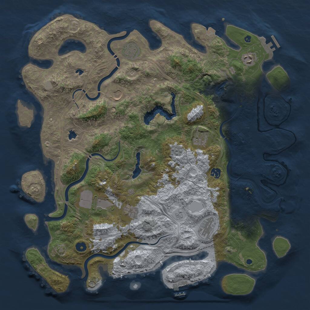 Rust Map: Procedural Map, Size: 4500, Seed: 827347553, 15 Monuments