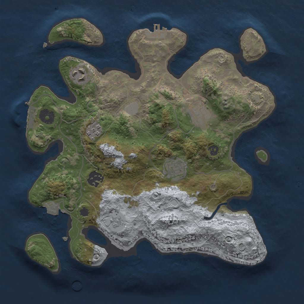 Rust Map: Procedural Map, Size: 3000, Seed: 3540247, 12 Monuments