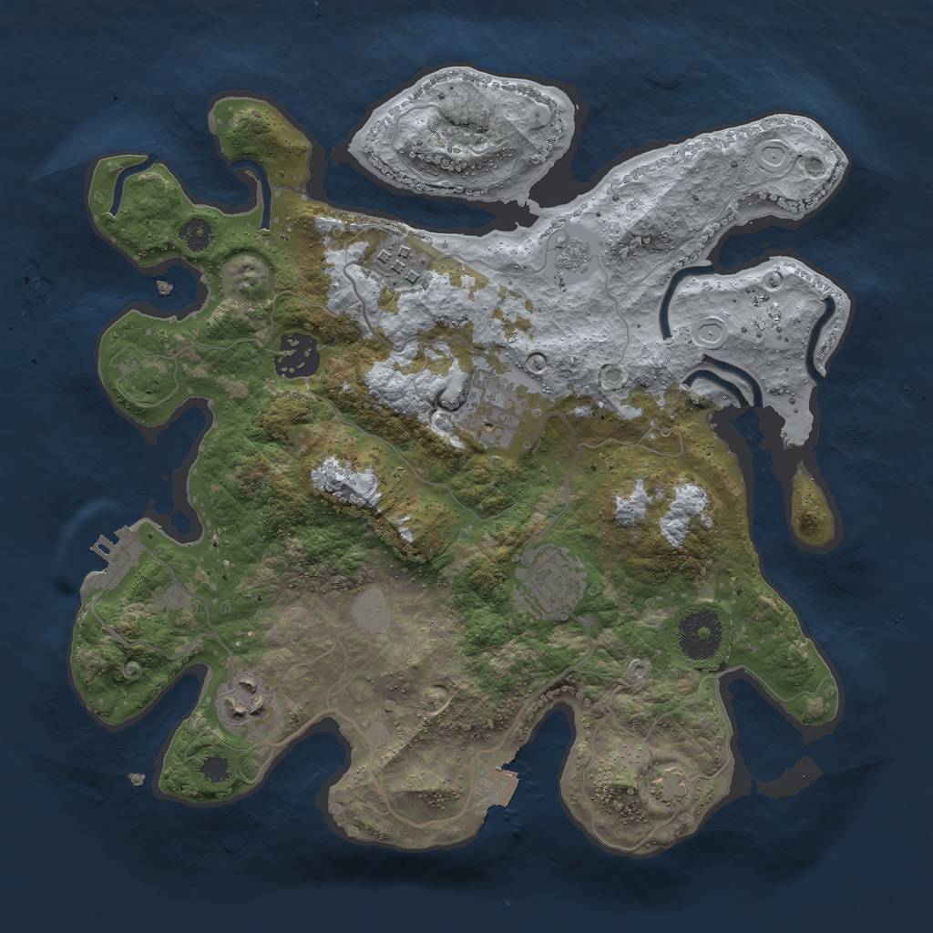 Rust Map: Procedural Map, Size: 3000, Seed: 1115513351, 11 Monuments