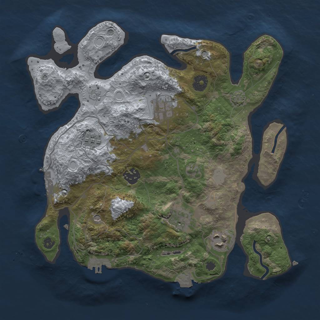 Rust Map: Procedural Map, Size: 3000, Seed: 230847233, 13 Monuments