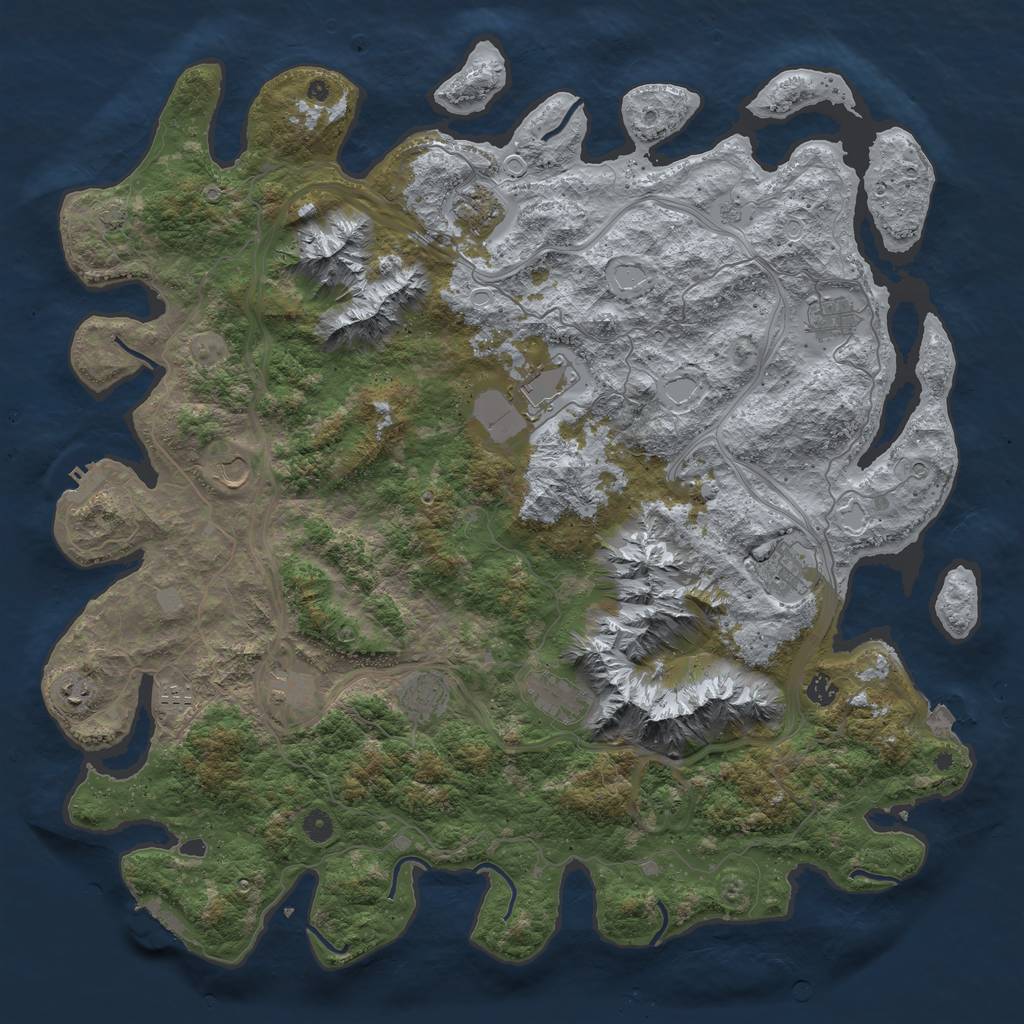 Rust Map: Procedural Map, Size: 5000, Seed: 717986539, 19 Monuments