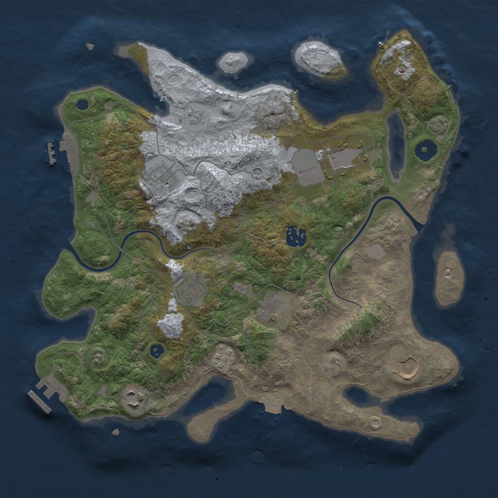 Rust Map: Procedural Map, Size: 3500, Seed: 634584652, 14 Monuments