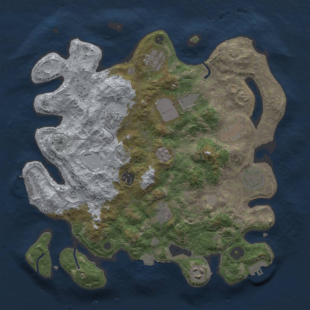 Rust Map: Procedural Map, Size: 3500, Seed: 432654634, 17 Monuments