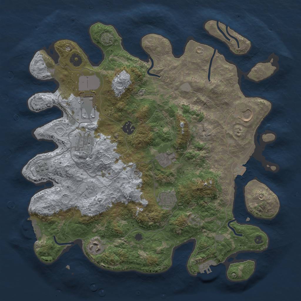 Rust Map: Procedural Map, Size: 3648, Seed: 123456, 16 Monuments