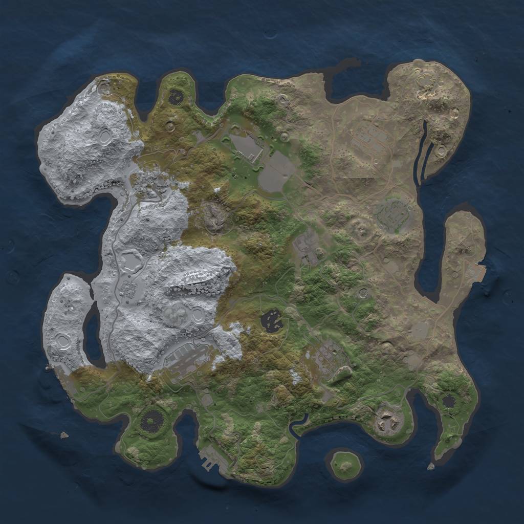 Rust Map: Procedural Map, Size: 3500, Seed: 2017881374, 17 Monuments