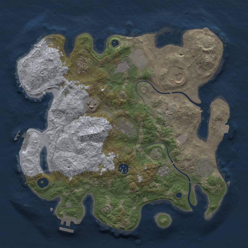 Rust Map: Procedural Map, Size: 3500, Seed: 2017881374, 14 Monuments