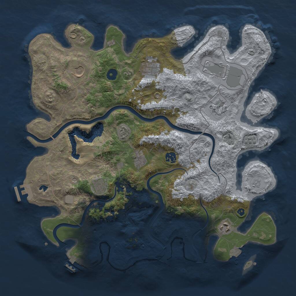 Rust Map: Procedural Map, Size: 4000, Seed: 123556789, 15 Monuments