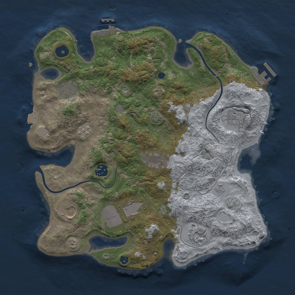 Rust Map: Procedural Map, Size: 3500, Seed: 334909957, 14 Monuments