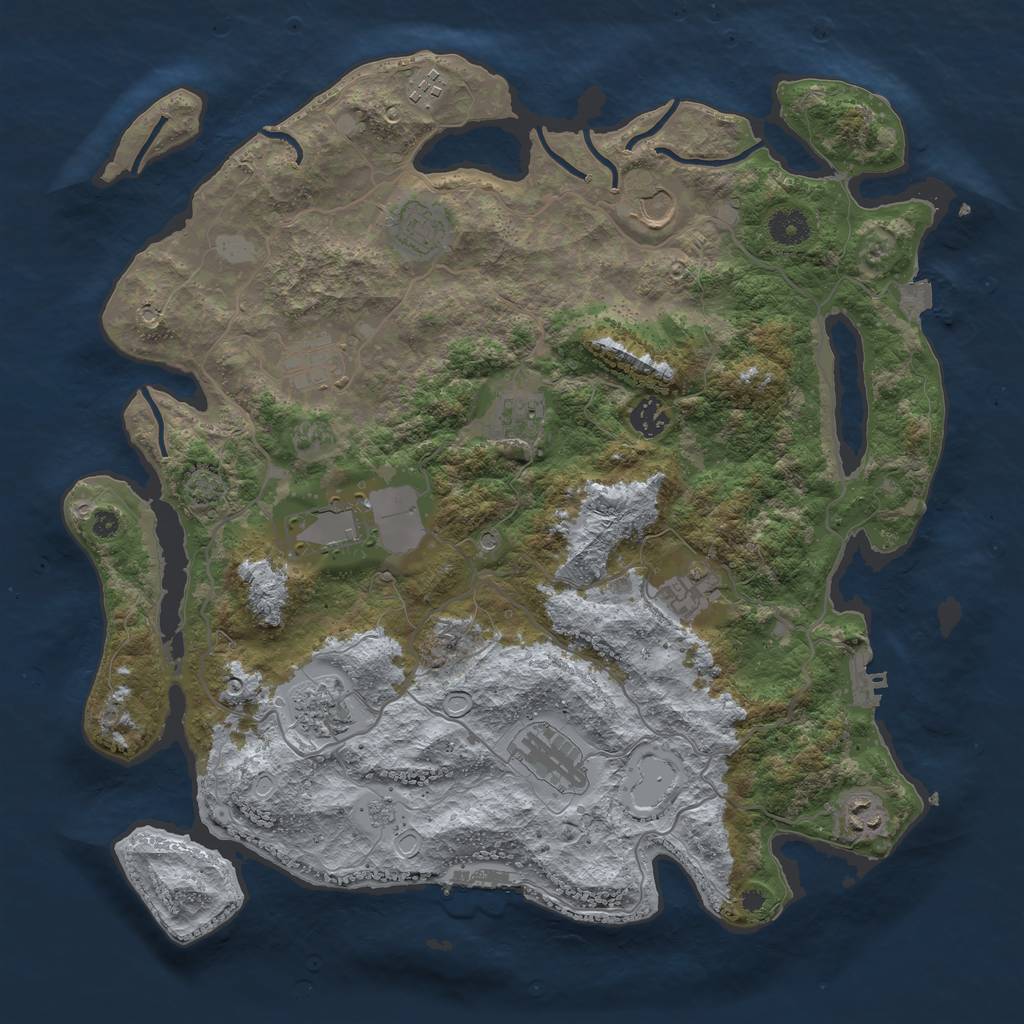 Rust Map: Procedural Map, Size: 4000, Seed: 1349667296, 19 Monuments