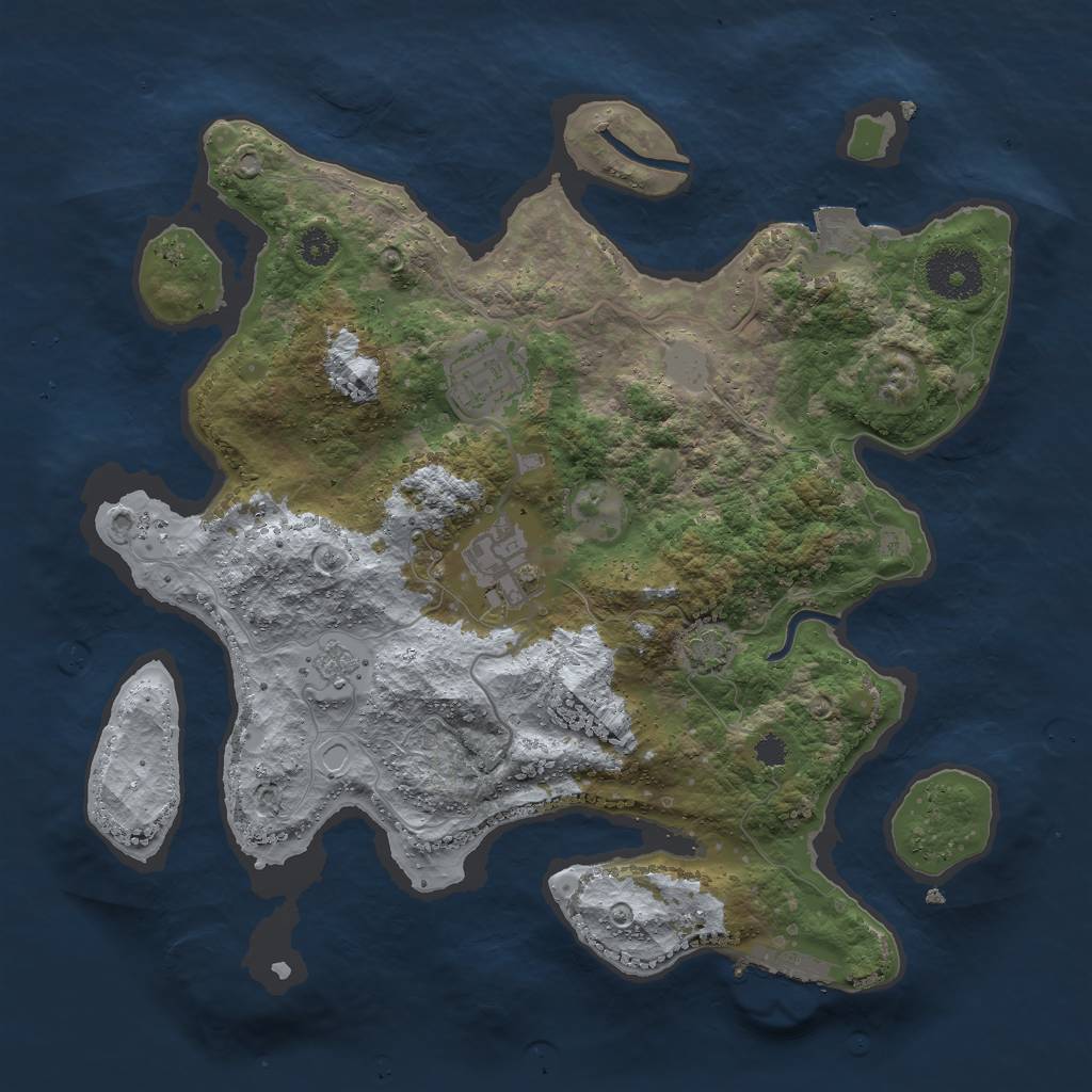 Rust Map: Procedural Map, Size: 3000, Seed: 24244, 8 Monuments