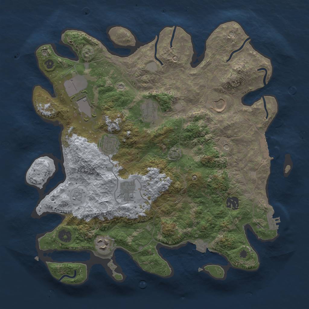 Rust Map: Procedural Map, Size: 3500, Seed: 1759809760, 15 Monuments