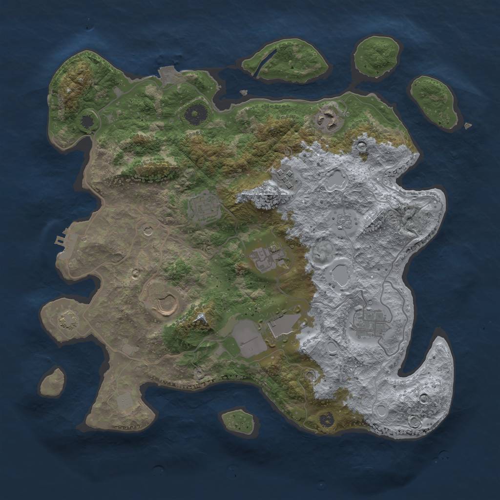 Rust Map: Procedural Map, Size: 3500, Seed: 822233076, 14 Monuments