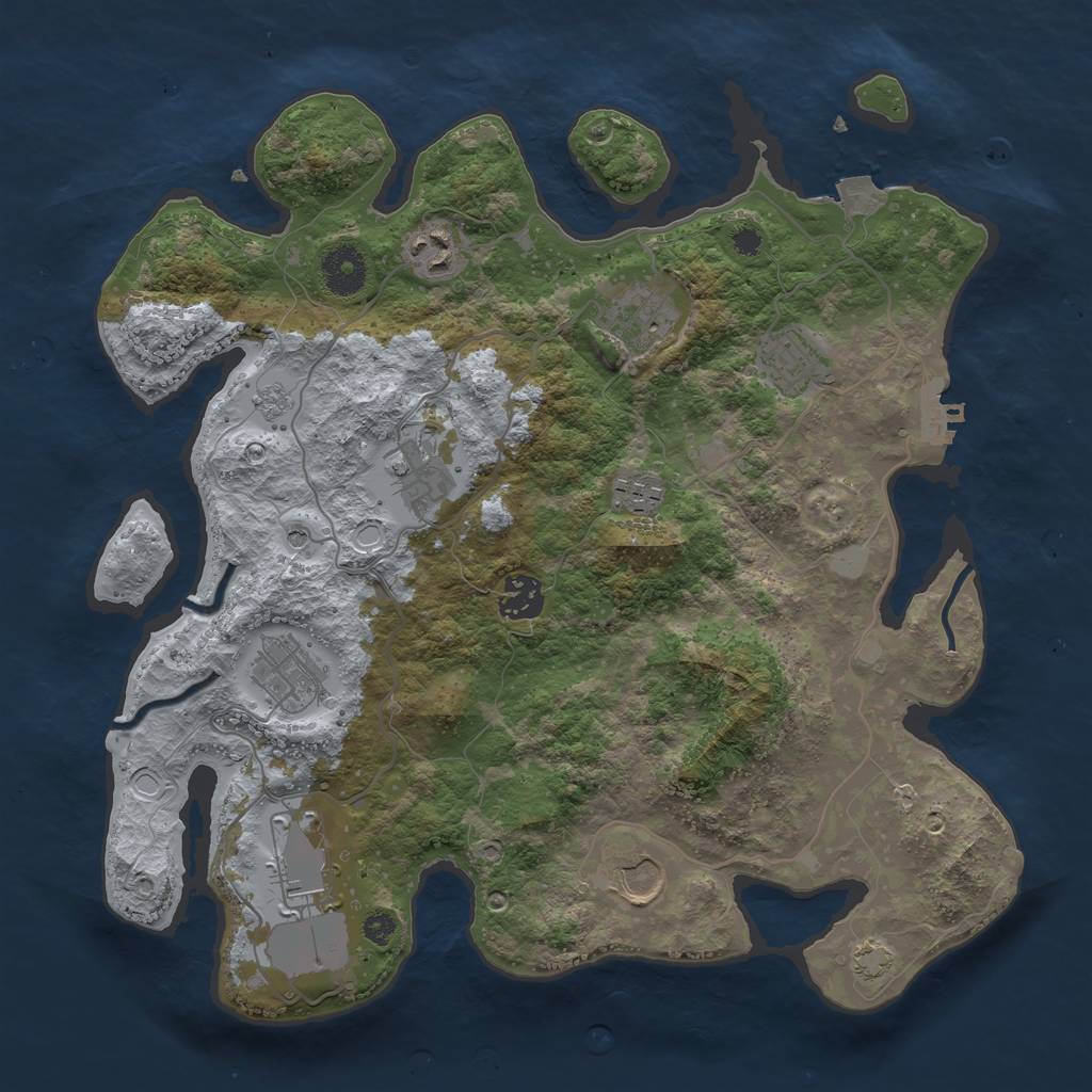 Rust Map: Procedural Map, Size: 3500, Seed: 2186485, 16 Monuments
