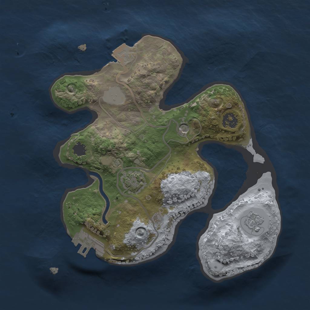 Rust Map: Procedural Map, Size: 2000, Seed: 465451812, 7 Monuments