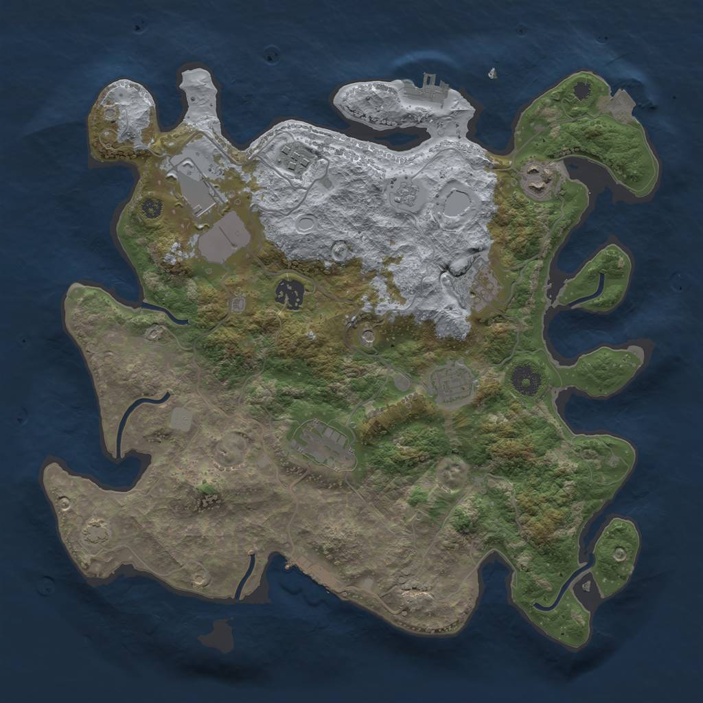 Rust Map: Procedural Map, Size: 3500, Seed: 529212832, 15 Monuments