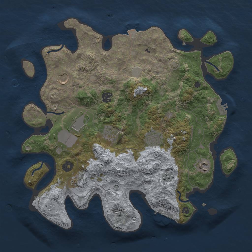 Rust Map: Procedural Map, Size: 3500, Seed: 165024576, 16 Monuments