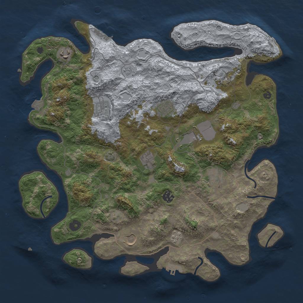 Rust Map: Procedural Map, Size: 4000, Seed: 1359936475, 18 Monuments