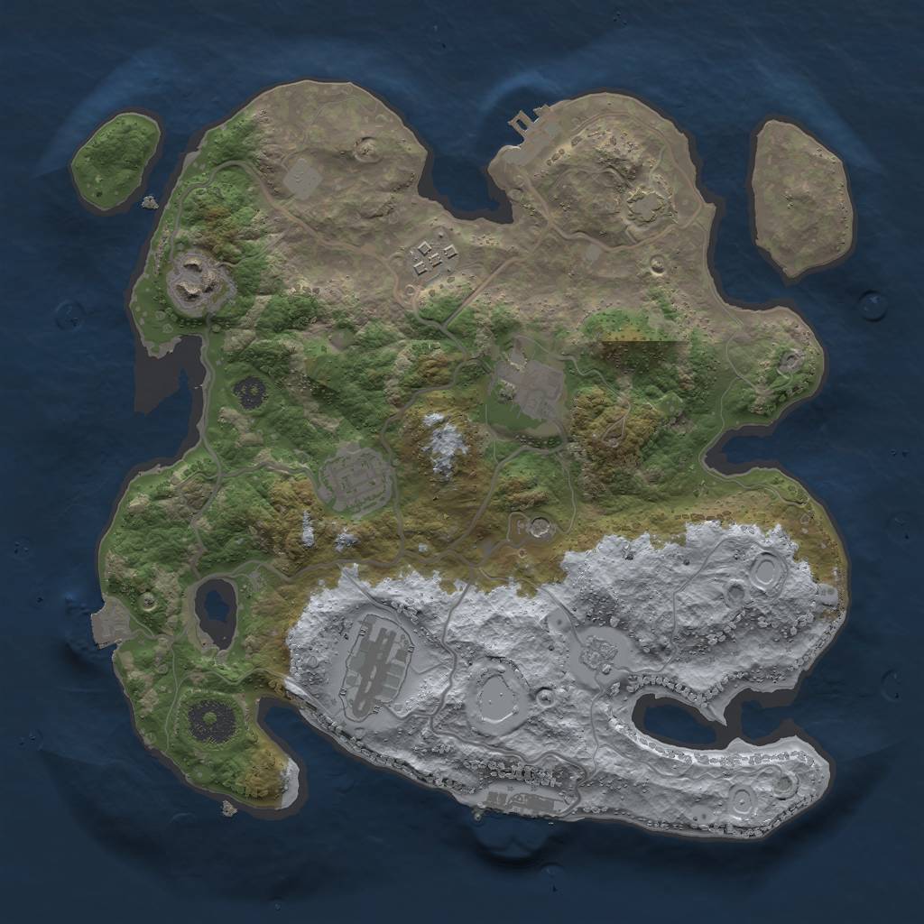 Rust Map: Procedural Map, Size: 3000, Seed: 1856000065, 13 Monuments