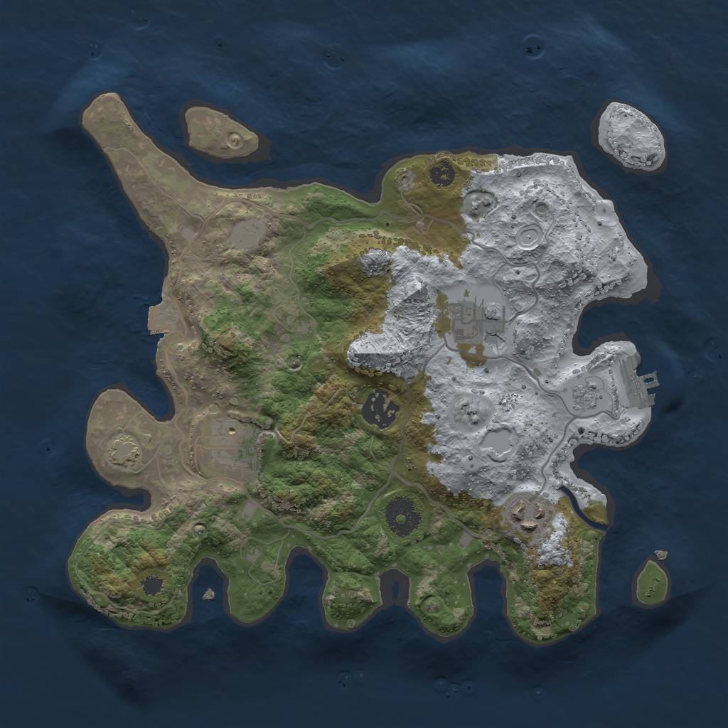 Rust Map: Procedural Map, Size: 3000, Seed: 2033066977, 10 Monuments