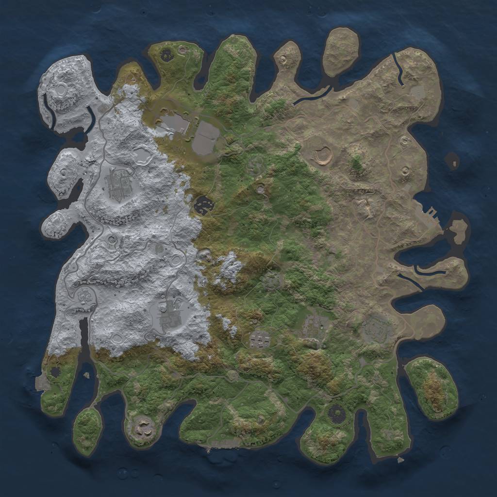 Rust Map: Procedural Map, Size: 4000, Seed: 423457789, 17 Monuments