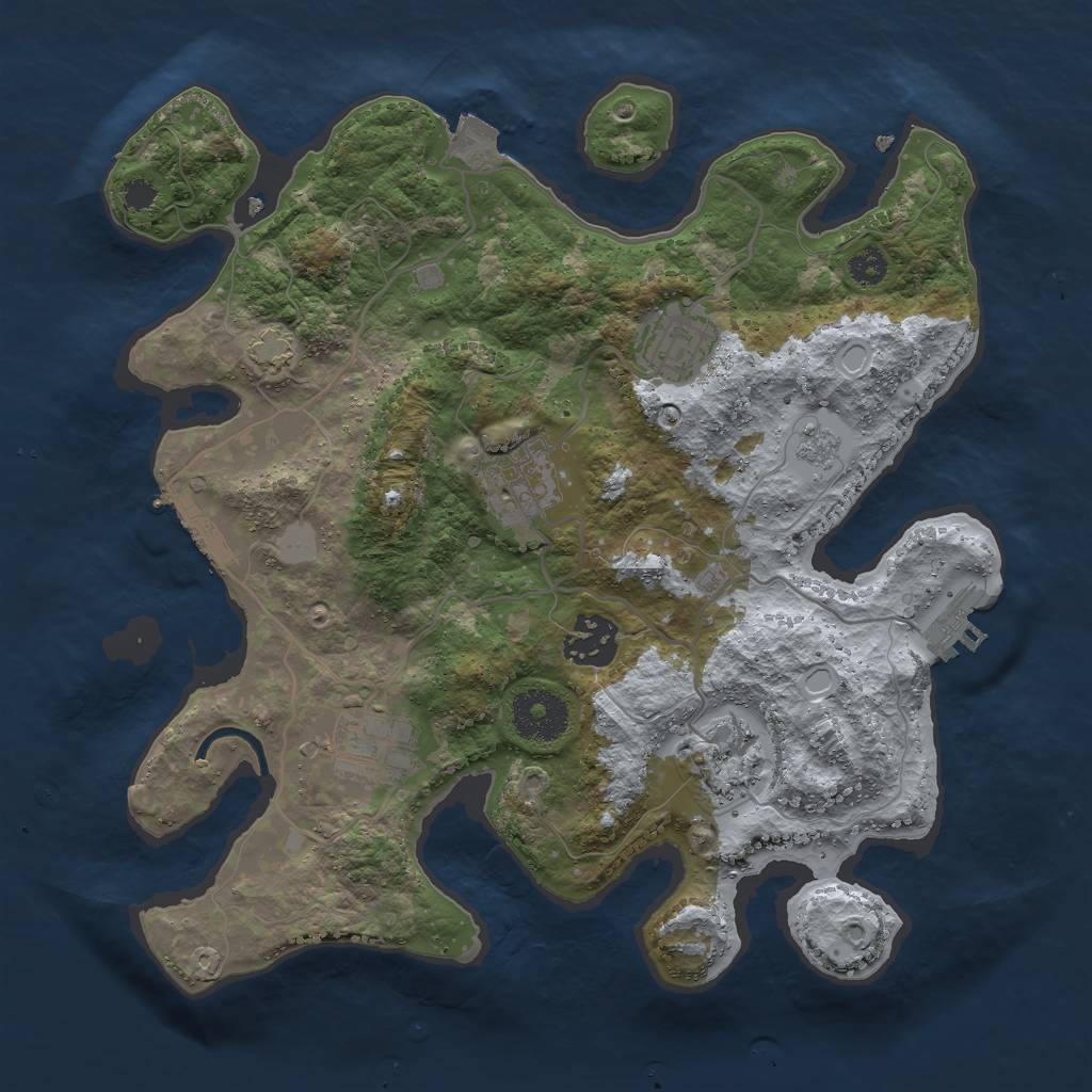 Rust Map: Procedural Map, Size: 3000, Seed: 1381659979, 12 Monuments
