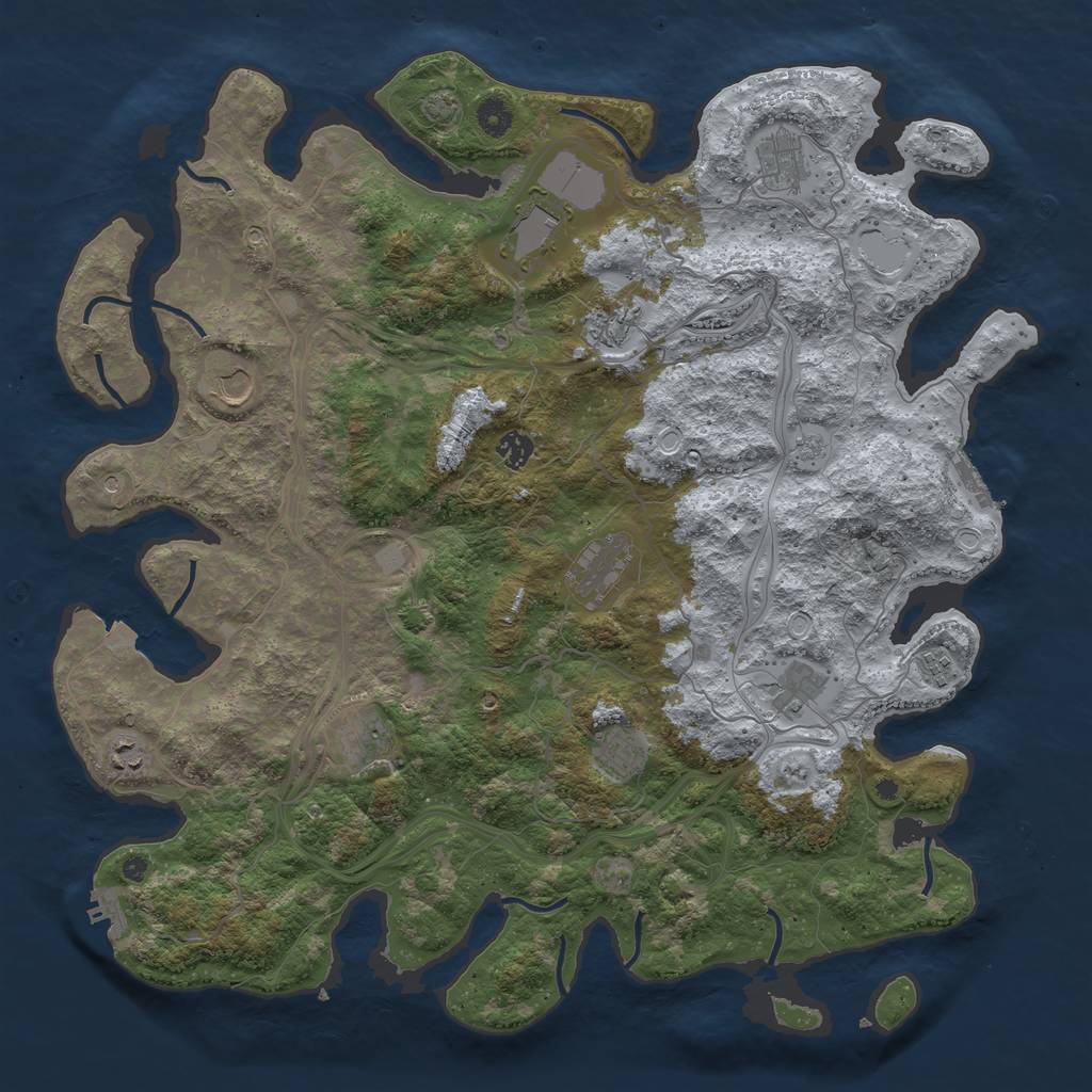 Rust Map: Procedural Map, Size: 4500, Seed: 1620994590, 19 Monuments